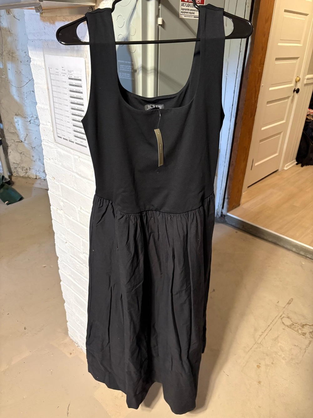 J. Crew Black Sleeveless Scoop Neck Midi Dress
